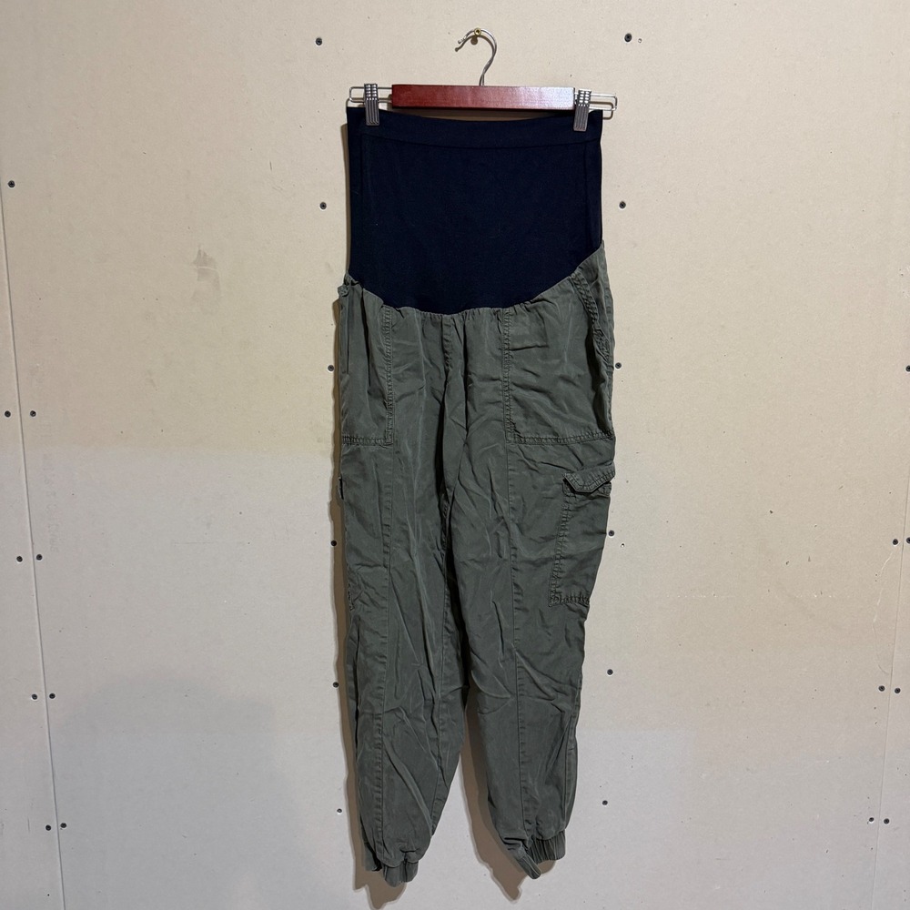 Sonoma Maternity Cargo Joggers Olive Green Over Belly Band Size Large